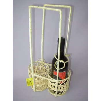 Úložný box Bambusový košík na 2 láhve - SLEVA 3% s kodem radost25