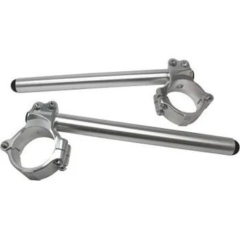 Aluminium-forged clip-ons ACCOSSATO with metal clamp composed of 2 half-rings 10 degrees inclination, silver CP004S-10-S-250