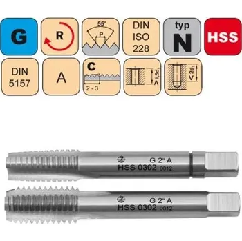 Závitořezný nástroj Závitník sadový G1/8" I+III SADA A HSS DIN 5157