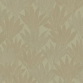Tapeta Eijffinger Zeleno-hnědá vliesová tapeta s listy, 340151, Gilded, Eijffinger, velikost 10 x 0,52 m