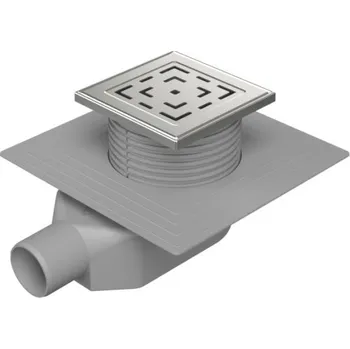 Odvodňovací žlab Snížený sifon boční D50, límec, nerez mřížka LABYRINTH