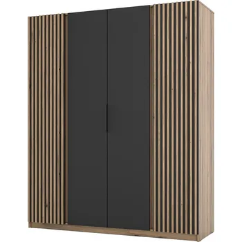 Šatní skříň Šatní skříň KAJA 2LAM 2F | 200 cm | bez zrcadla | VYSOKÁ | evoke/černá + lamely