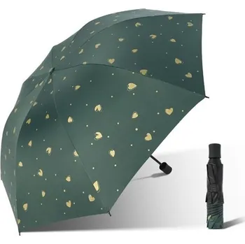 Deštník Dámský skládací deštník se srdíčky Zelený Carla 22090507253927617s2