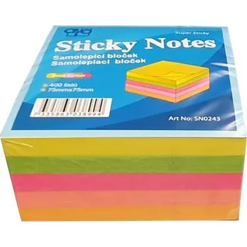 Samolepící bloček Bloček 75x75 5-barev neon 400listů