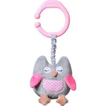 Výuková hračka BABYONO Hračka vibrační na C kroužku sova Sofia růžová