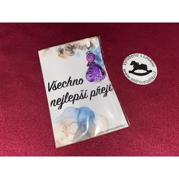 HandMade by VeJa Dárková karta - Všechno nejlepší přeji s přívěškem