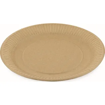 Jednorázové nádobí HIT Talíř papírový 23 cm nepromastitelný hnědý, 100 ks