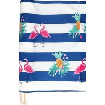 zahradní zástěna Plážová zástěna s kolíky pruhy/tropický vzor 0,75 x 6 m