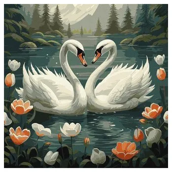 Set školních potřeb Malowanie po numerach - Łabędzia wierność 40x40cm