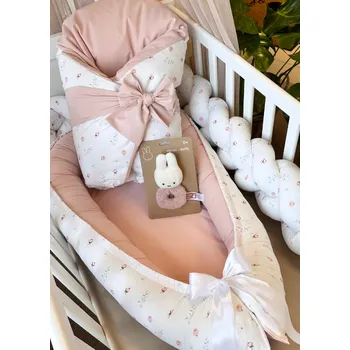 Set do postýlky - růžičky s pudrovou bavlnou