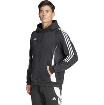 Pánská mikina Bavlněná mikina s kapucí Adidas Tiro 24 Hoodie černo bílá Velikost: XS