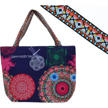 Carmani® Carmani - Taška na zip s oboustranným potiskem mandaly s vážkou, tmavý podklad- 54x40x17 cm