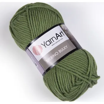 Příze Pletací příze YarnArt MERINO BULKY 098 tmavě zelená, jednobarevná, 100g/100m