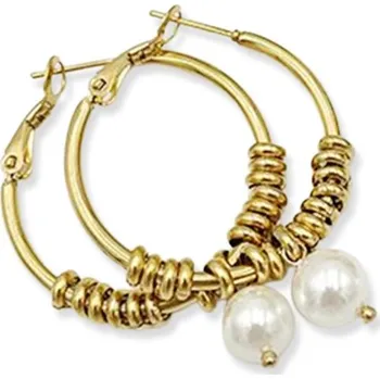 Náušnice BEYOU Náušnice kruhy s perlou bílá