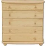 Šuplíková komoda 5 zásuvek borovice masiv BM151 šířka 85 cm