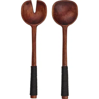 Příbor Dřevěný příbor na salát 2 ks WOOD DARK ASA Selection - hnědé hnědá