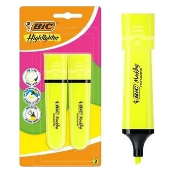 Set školních potřeb Zakreslacz Flat żółty neon 2szt BIC