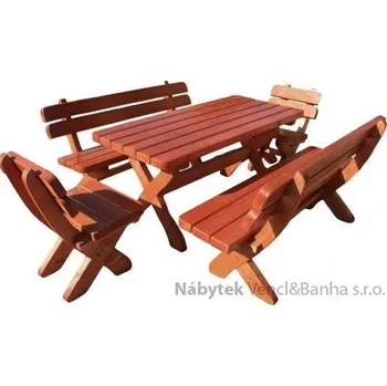 Zahradní sestava dřevěný zahradní nábytek 200 cm 1S+2L+2K euromeb 8