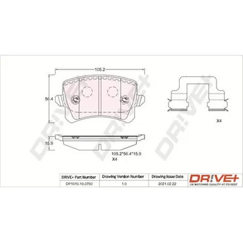 Brzdová destička Sada brzdových destiček, kotoučová brzda Dr!ve+ DP1010.10.0760