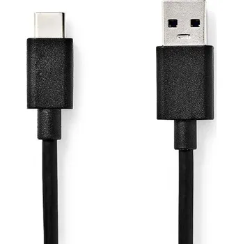 NEDIS USB kabel | USB 3.2 Gen 1 | USB-A Zástrčka | USB-C™ Zástrčka | 5 Gbps | Poniklované | 1.00 m | Kulatý | PVC | Černá | Box