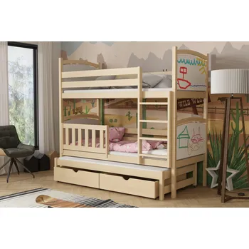 Postel Max-i Patrová postel s přistýlkou FIZZ KIDBED FOUR + rošty Zvolte rozměr:: 80 x 190 cm, Zvolte barvu:: barva černá + ŠUPLÍKY