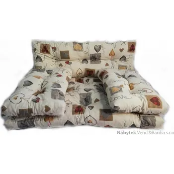 Podsedák polstry na zahradní nábytek, polstry na paletový nábytek s opěrkou a polštáři srdíčka lkv