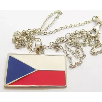 Souprava šperků Klenoty Budín Vlastenecký unisex stříbrný náhrdelník s českou vlajkou 45+5cm JMAN0270SN45