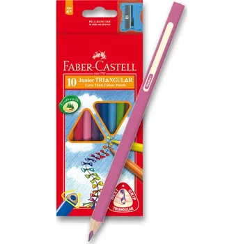 Výtvarná sada Pastelky Faber-Castell Junior Triangular - 10 barev + ořezávátko