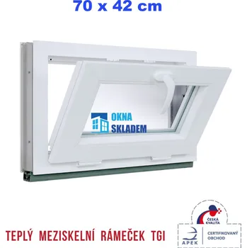 Okno ERKADO Plastové okno 70x42 cm sklopné, Bílé / Antracit