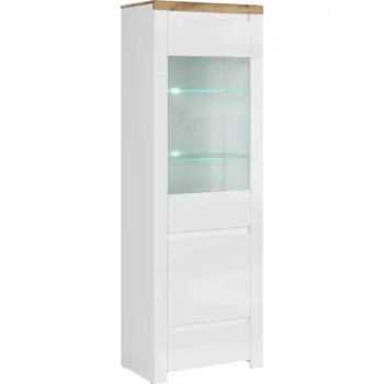 Vinotéka Vitrína VILGO 1D1W1S - bílý lesk/dub wotan - SLEVA 3% s kodem radost25