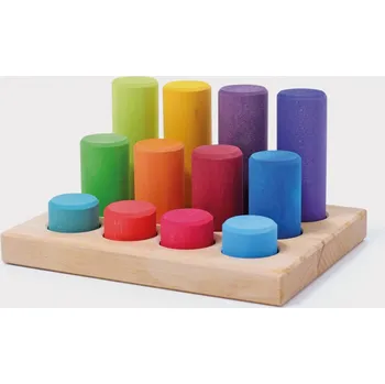 Dřevěná hračka Grimm's - Stohovací hra - Malé duhové válečky