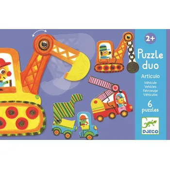 Hračka DJECO Duo puzzle Autíčka v pohybu