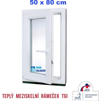 Okno ERKADO Plastové okno 50 x 80 cm bílé otevíravé i sklopné levé