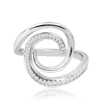 Prsten MINET Stříbrný prsten SPIRÁLA s bílými zirkony Velikost prstenu: 53
