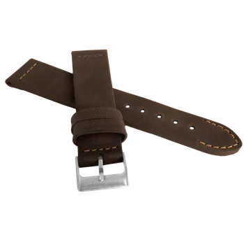 Řemínek na hodinky LAVVU Hnědý prošitý řemínek RETRO z luxusní kuže Top Grain - 18 LSLUC18