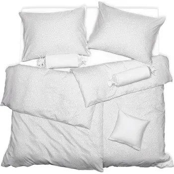 Povlečení SCANquilt povlečení SATÉN PLUS kvítka bílošedá 140 x 200/70 x 90 cm