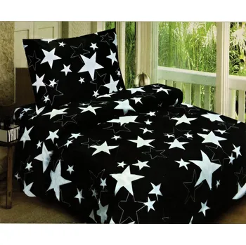 Povlečení LIDA POVLEČENÍ NA 2 POSTELE HVĚZDIČKY NA ČERNÉM 2 x 140 x 200 2 x 70 x 90
