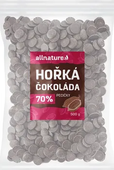 Čokoláda Allnature Hořká čokoláda pecičky 70 % 500 g
