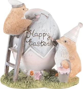 Velikonoční dekorace Clayre & Eef 6PR3824 Happy Easter dekorace s kuřátky 12 x 9 x 12 cm