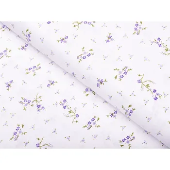 Bavlněná látka/plátno Sandra SA-296 Drobné fialové kvítí na bílém - šířka 160 cm