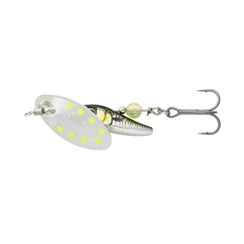 SAVAGE GEAR - Třpytka Sticklebait Spinner vel.1 - 4,5g - Green Silver AYU