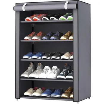 Botník Textilní botník 5 poliček 30 x 60 x 90 cm šedý