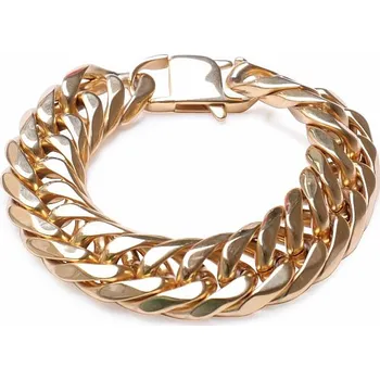 Drahý kámen Masivní náramek Cuban nerezová ocel barva zlata 21,5 cm obvod cca 21,5 cm