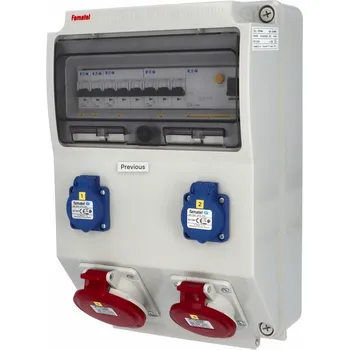 Rozvaděč Famatel Zásuvková skříň IP44 jištěná s chráničem 40/4/003, 1x zásuvka 32A