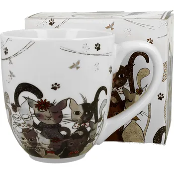 DUO Gifts DG - Porcelánový hrnek jumbo XXL CATS FAMILY, Kočičí rodina v dárkové krabičce - 1 litr