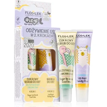 Péče o rty FlosLek Laboratorium Vege Lip Care Cool Lime peeling na rty + Trendy Pear maska na rty