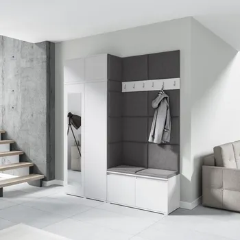 Předsíňová stěna Předsíňová stěna Emi 19 - bílá Barva panelů: Tmavě šedá - Trinity 15