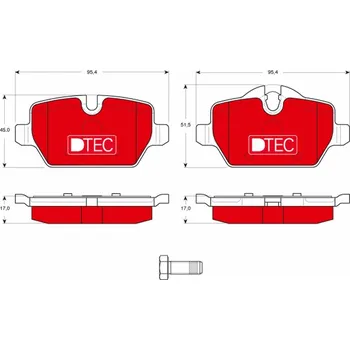 Brzdová destička Sada brzdových destiček, kotoučová brzda TRW GDB1612DTE