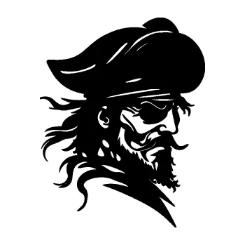 Samolepící dekorace SAMOLEPKA Pirát 001 pravá s páskou přes oko (01 - černá) NA AUTO, NÁLEPKA, FÓLIE, POLEP, TUNING, VLASTNÍ TEXT, TISK, AUTOSAMOLEPKY.cz, POLEPY, OBRÁZEK, LOGO, SAMOLEPKY