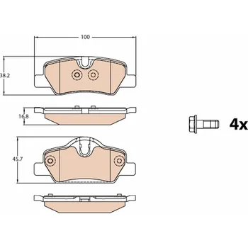 Brzdová destička Sada brzdových destiček, kotoučová brzda TRW GDB2088